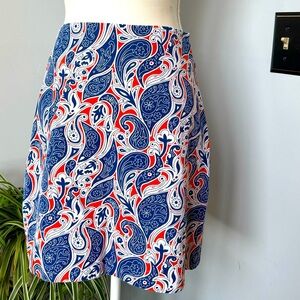 Pennington & Bailes 100% Cotton Blue Orange White Paisley Summer Miniskirt sz 4